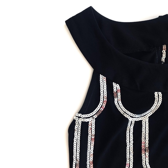 B. Darlin Black Sequin Sleeveless Dress LBD - Picture 2 of 4